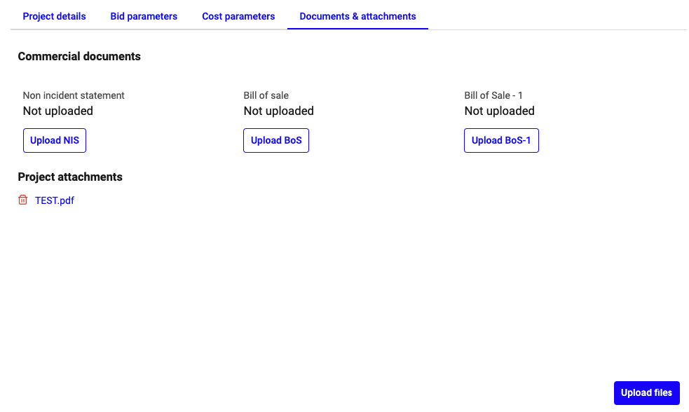 Upload and download commercial documents