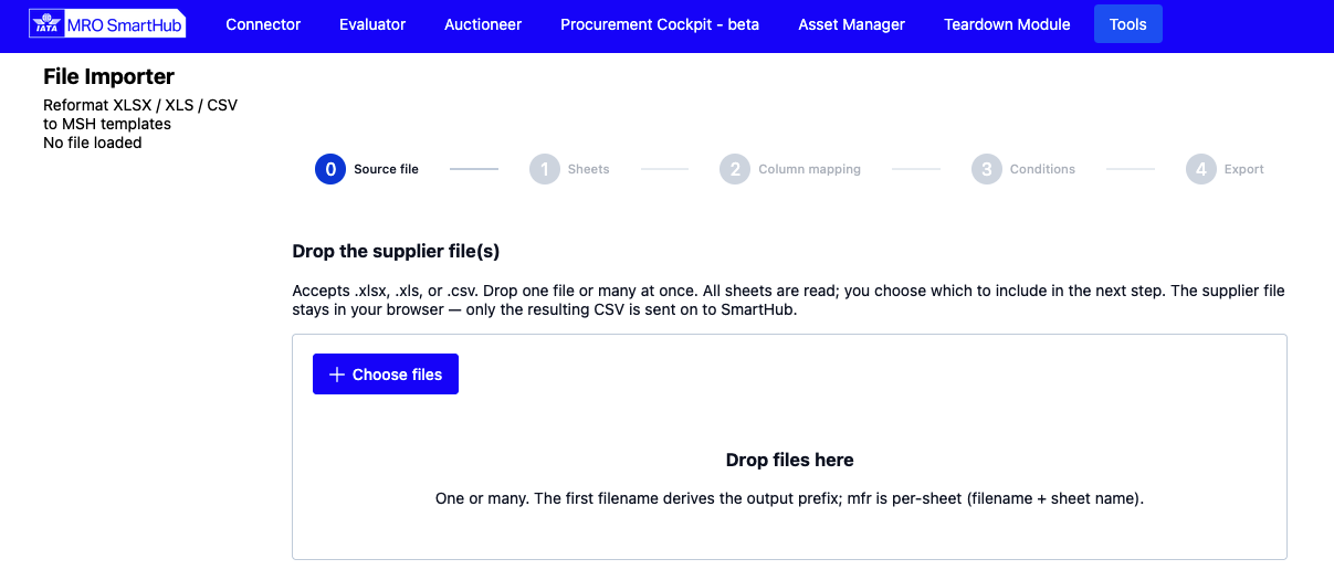 File Importer — five-step wizard overview