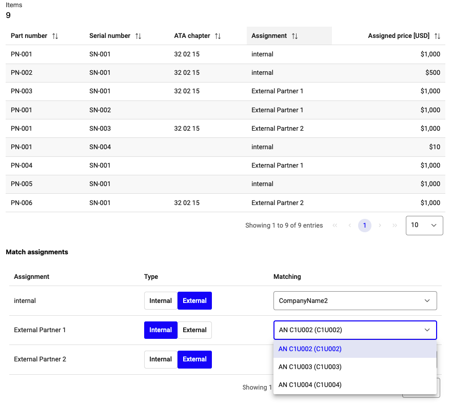 Overview of harvest list upload review & assignment matching